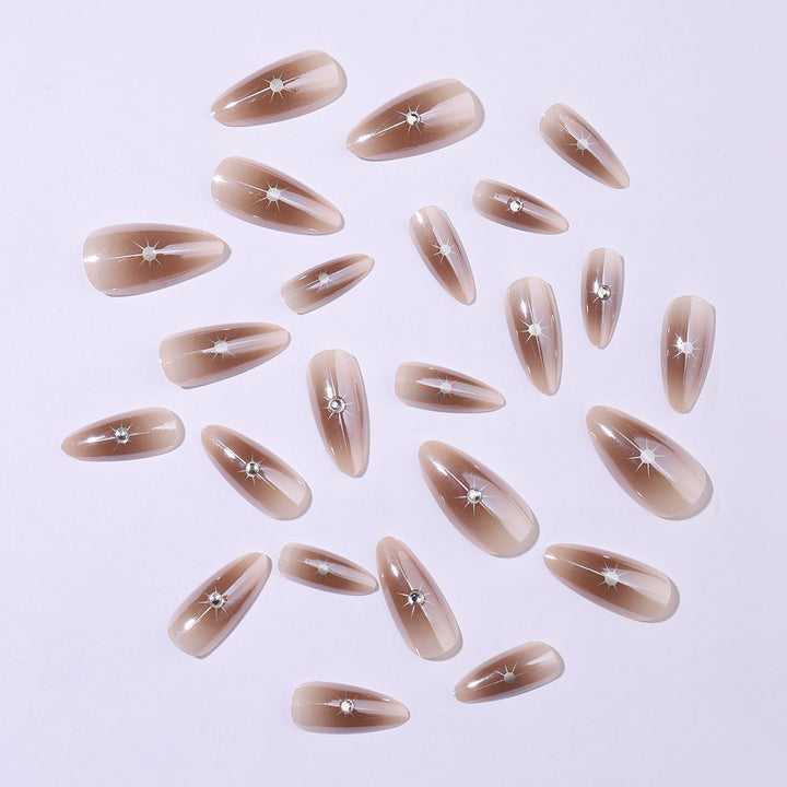 Nail set with elegant rhinestone accents and contoured design Bowlift