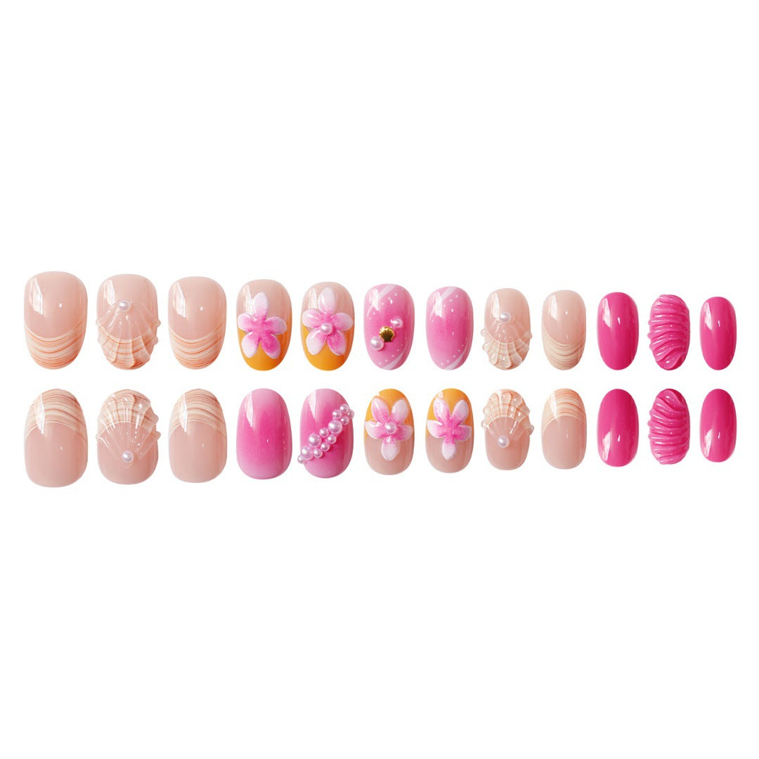 Artistic Shell-Inspired Press-On Nail Set Bowlift