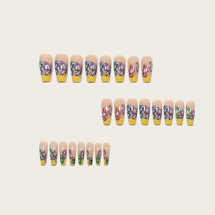Nail set with intricate butterfly design Bowlift