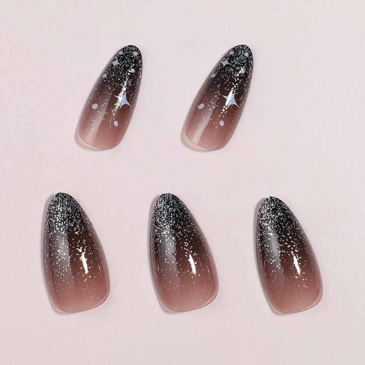 Artistic Ombre Press-On Nail Set with Celestial Design Bowlift