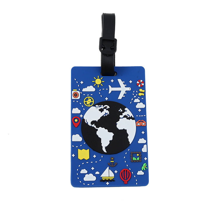 silicone travel luggage tag world map airplane design with adjustable strap Bowlift