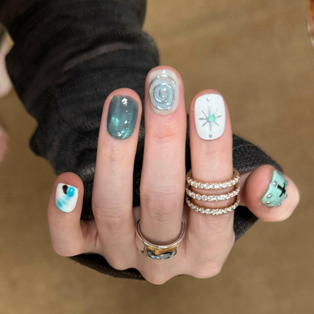 Artificial nail tips with creative geometric designs Bowlift