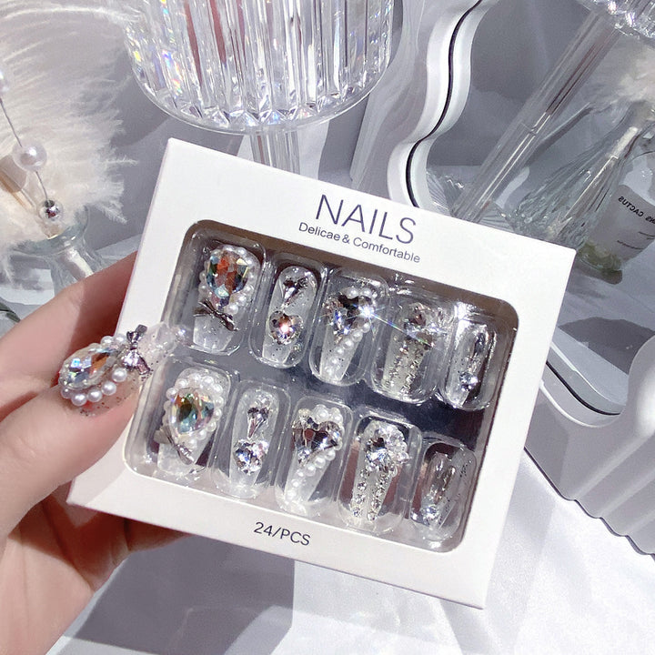 Decorative Crystal Embellished Nail Tips Bowlift