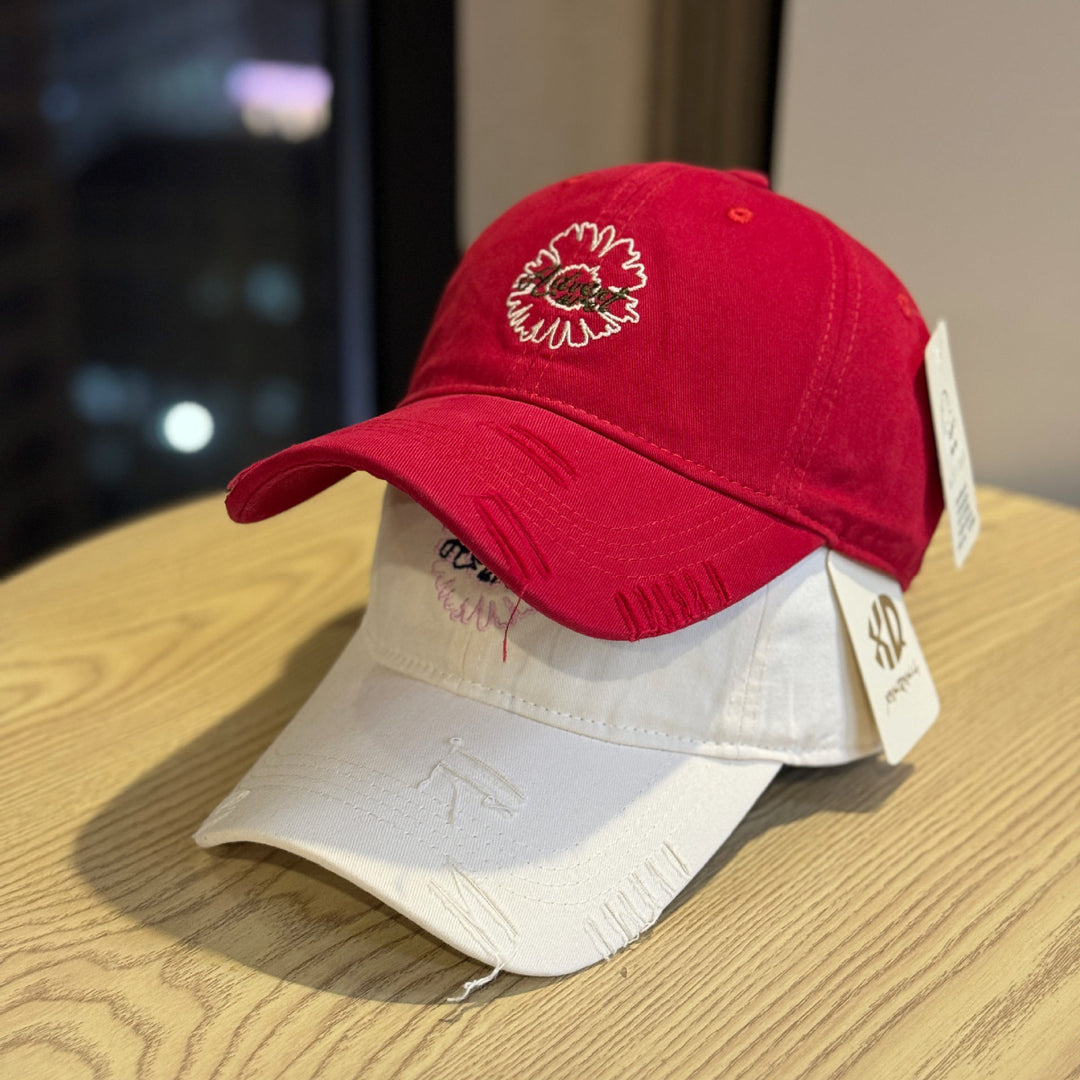 Unisex Embroidered Flower Design Baseball Cap Bowlift