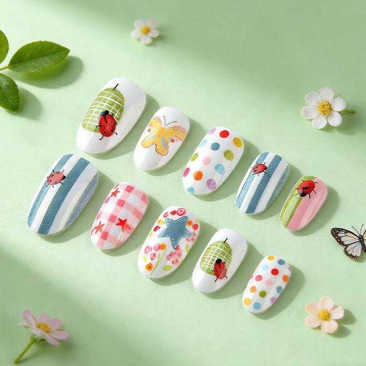 Whimsical Decorative Press-On Nail Art Set Bowlift