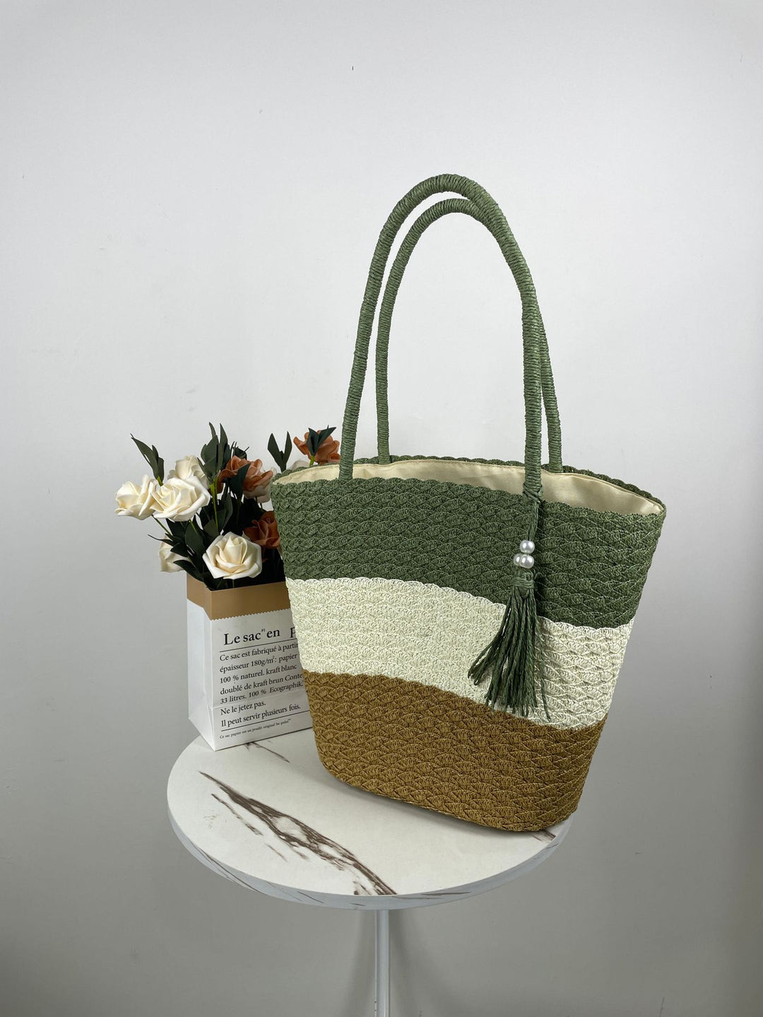 Trendy Woven Beach Bag Bowlift