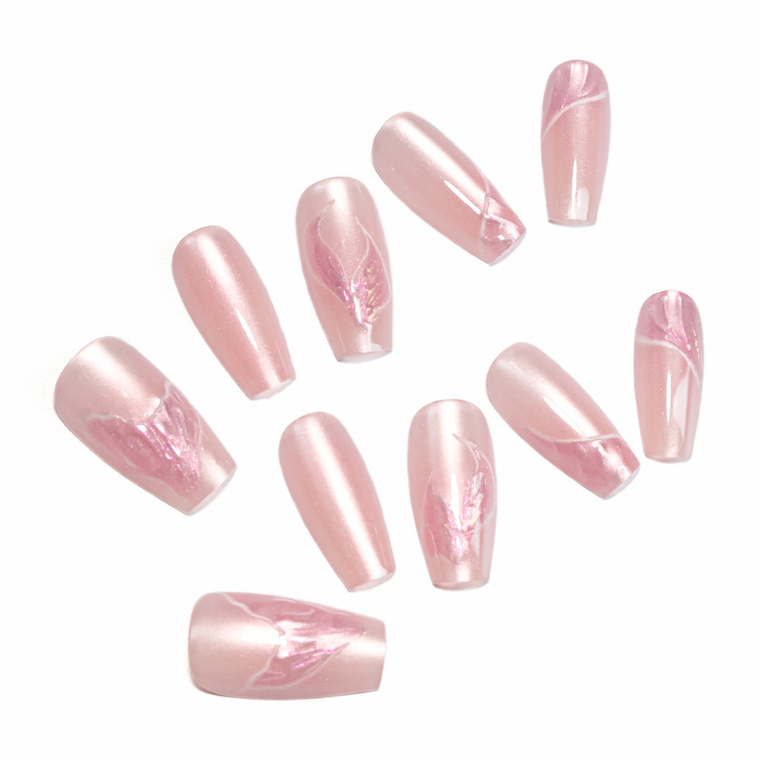 Artistic Press-On Nails with Floral Designs Bowlift