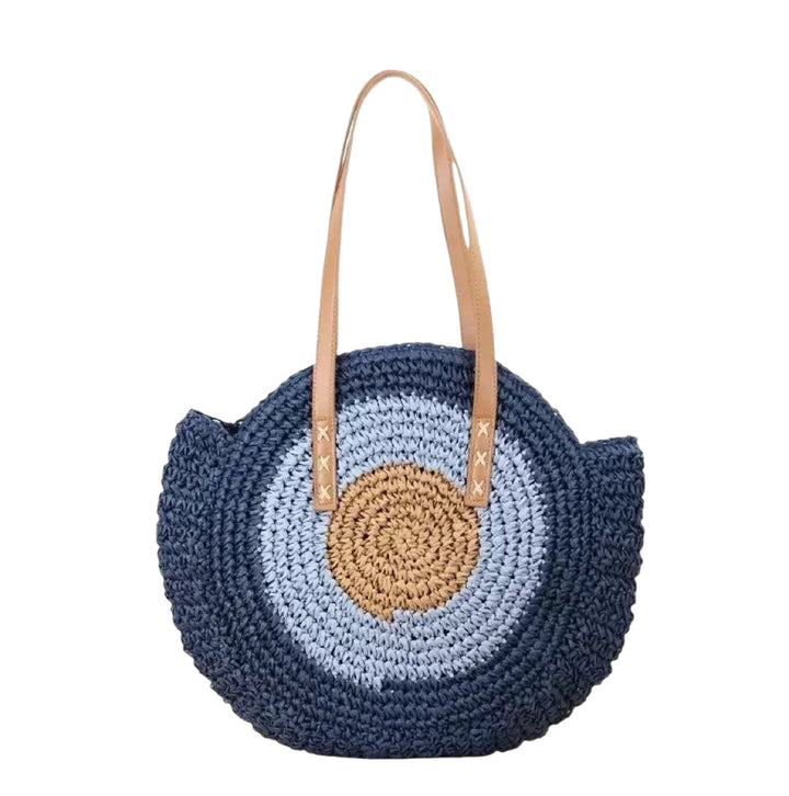 Braided basket bag with unique round design and elegant shoulder straps Bowlift