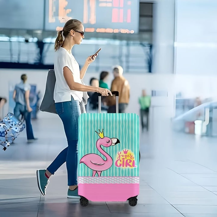 Women's nan elastic suitcase cover with flamingo print, stretch protective cover with zipper and non-slip interior attachment Bowlift