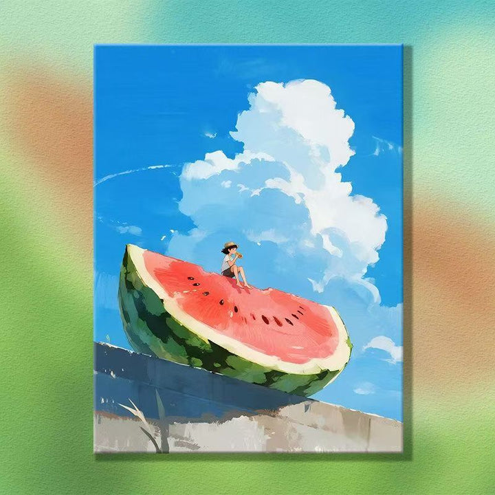 Whimsical Watermelon-Themed Canvas Artwork Bowlift