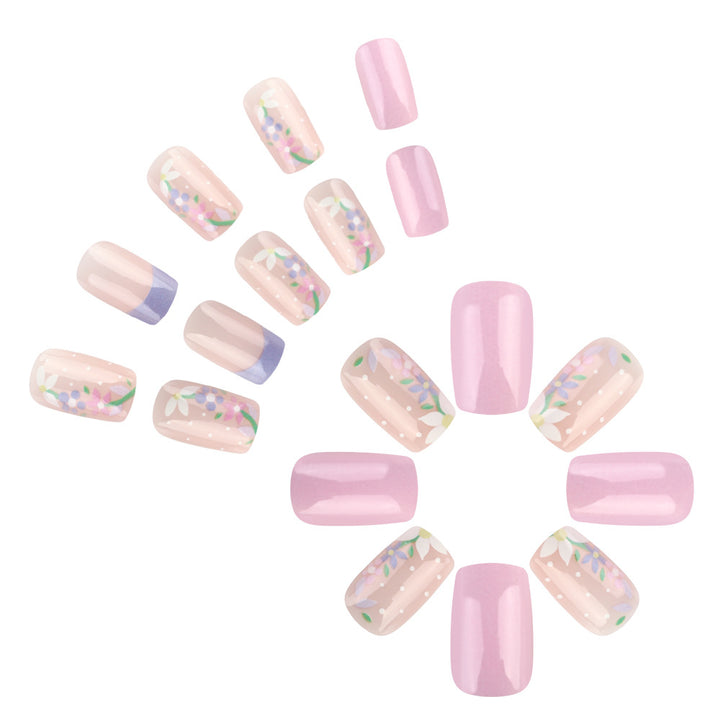 Floral Art Press-On Nail Design Bowlift