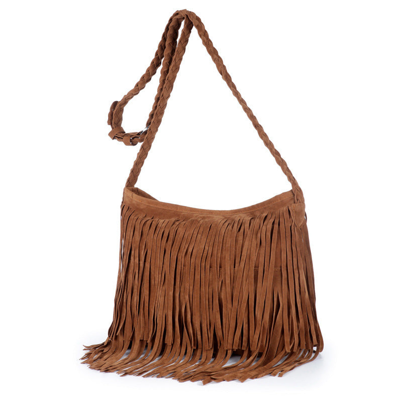 Stylish Fringe Suede Crossbody Bag Bowlift
