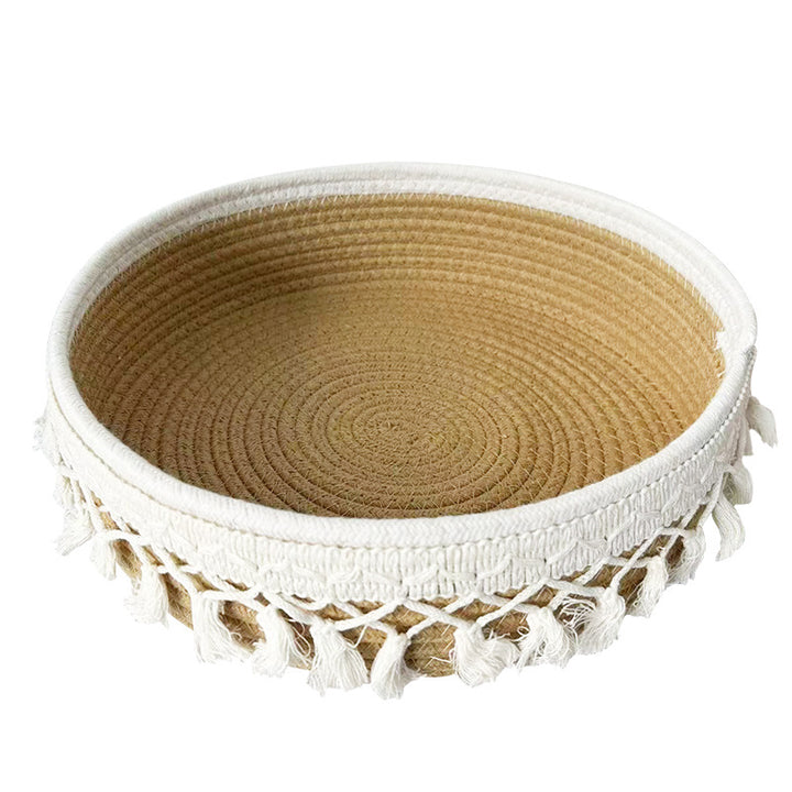 Women Decorative Storage Basket with Tassels Bowlift