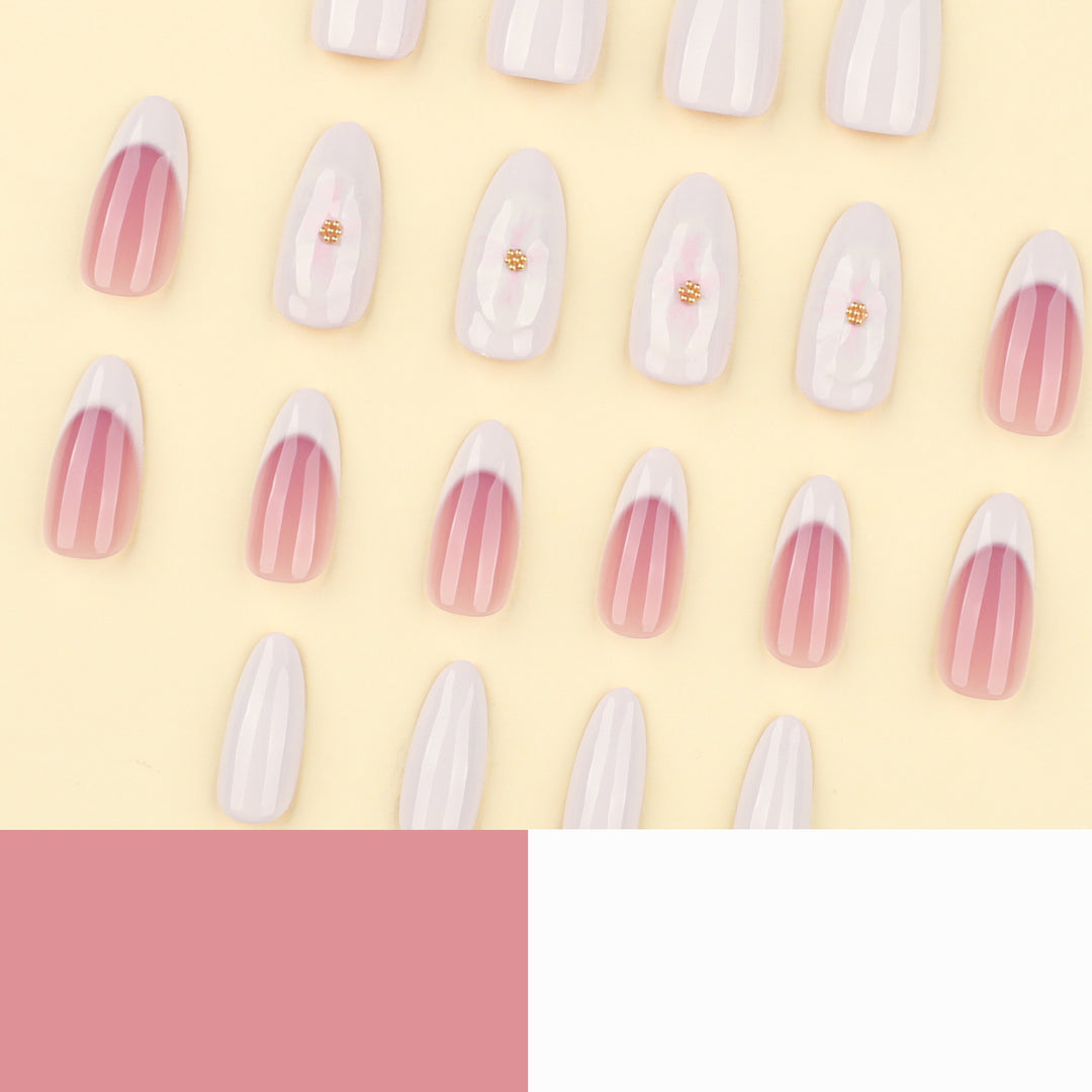 Artificial nails with flower accents and French tip Bowlift