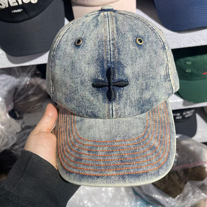 Men's Distressed Denim Baseball Cap Bowlift 1784188018