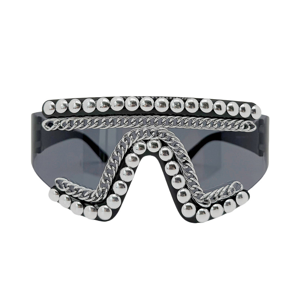 Women's fashion sunglasses with luxurious chain frame and shimmering accents Bowlift