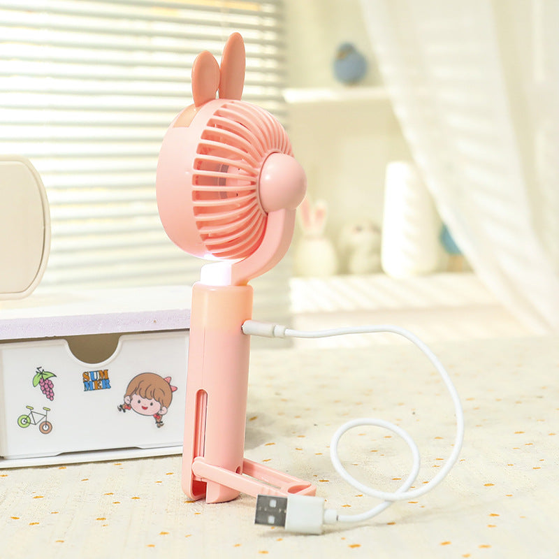 Women Portable Mini Handheld Fan with Light Function Bowlift