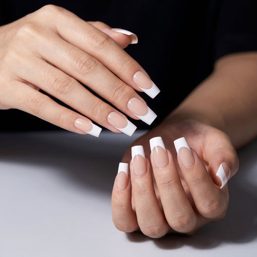 Stylish French Tip Press-On Nails Bowlift