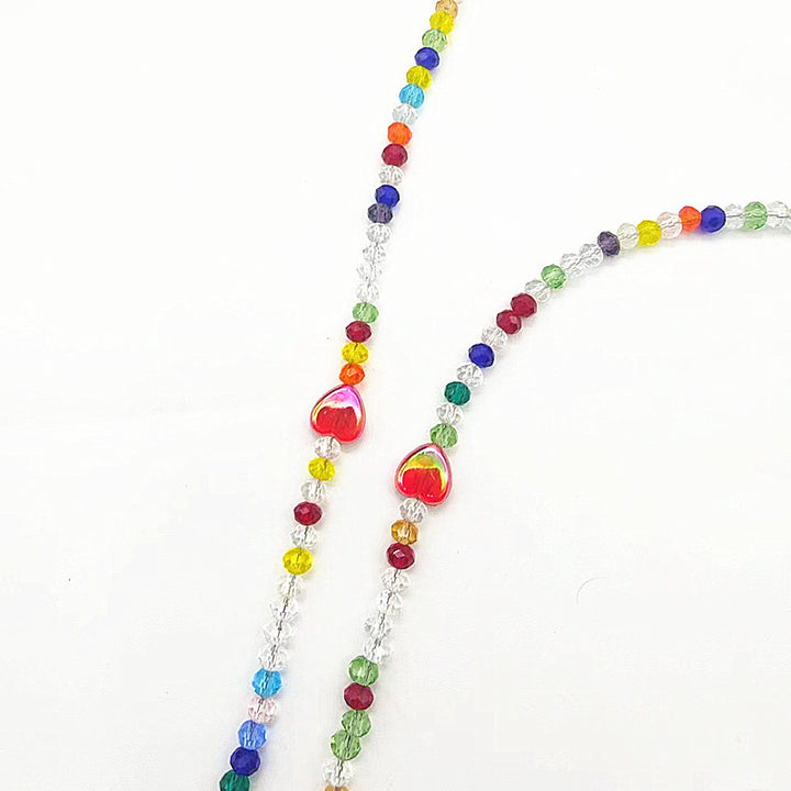 Colorful glass necklace with heart pendant Bowlift