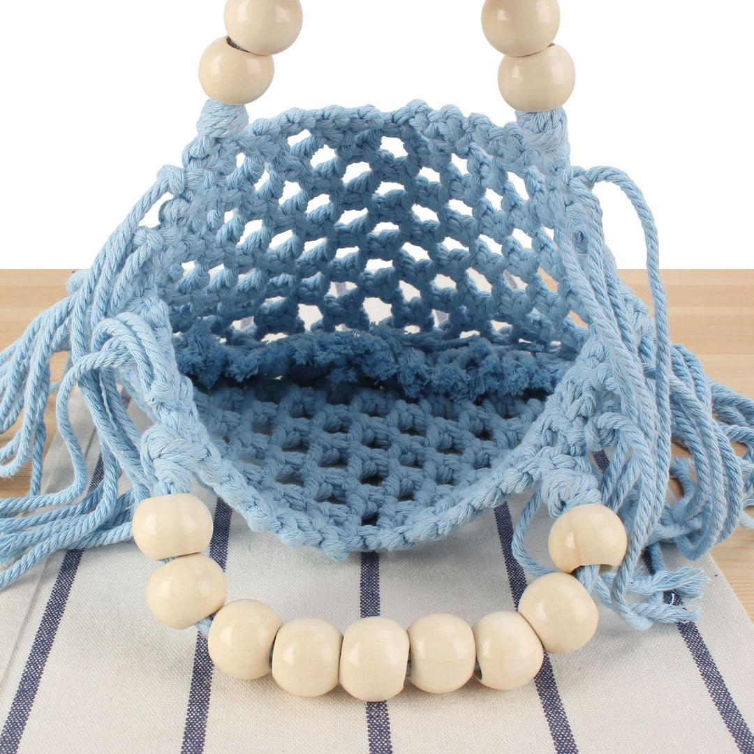 Macrame Handbag with Wooden Handles Bowlift