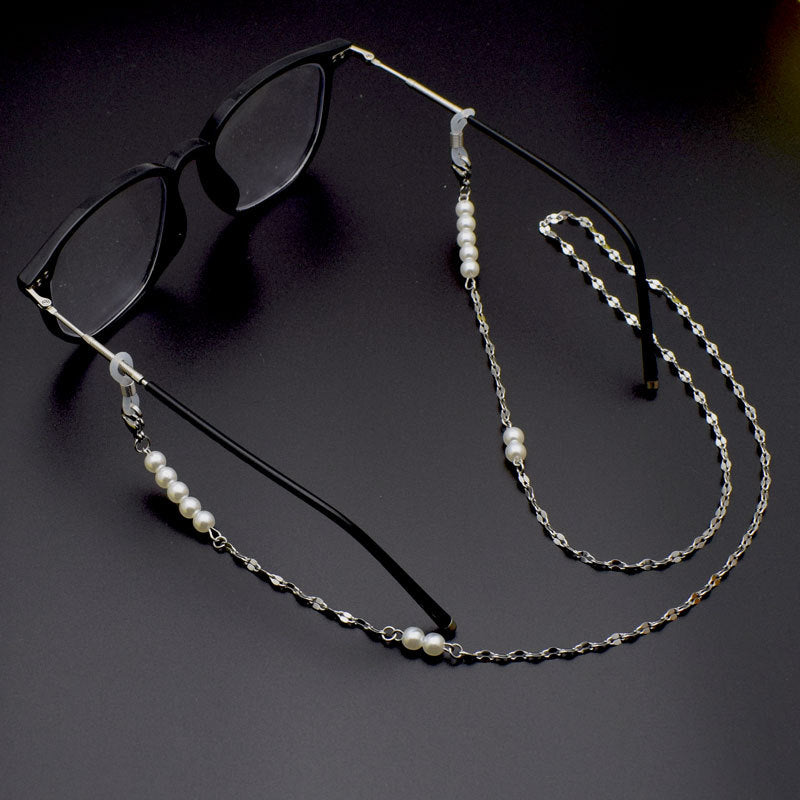 Decorative Pearl-Linked Eyewear Chain Bowlift