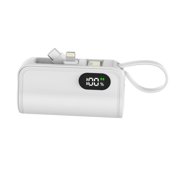 Portable power bank with integrated charging cable and digital capacity display Bowlift