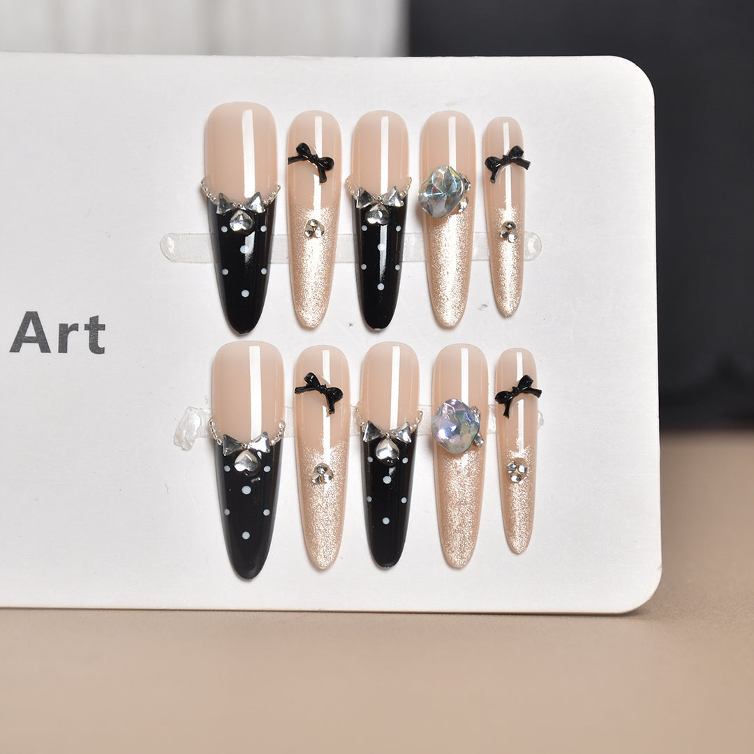 Elegant Crystal-Embellished Stiletto Press-On Nails Bowlift
