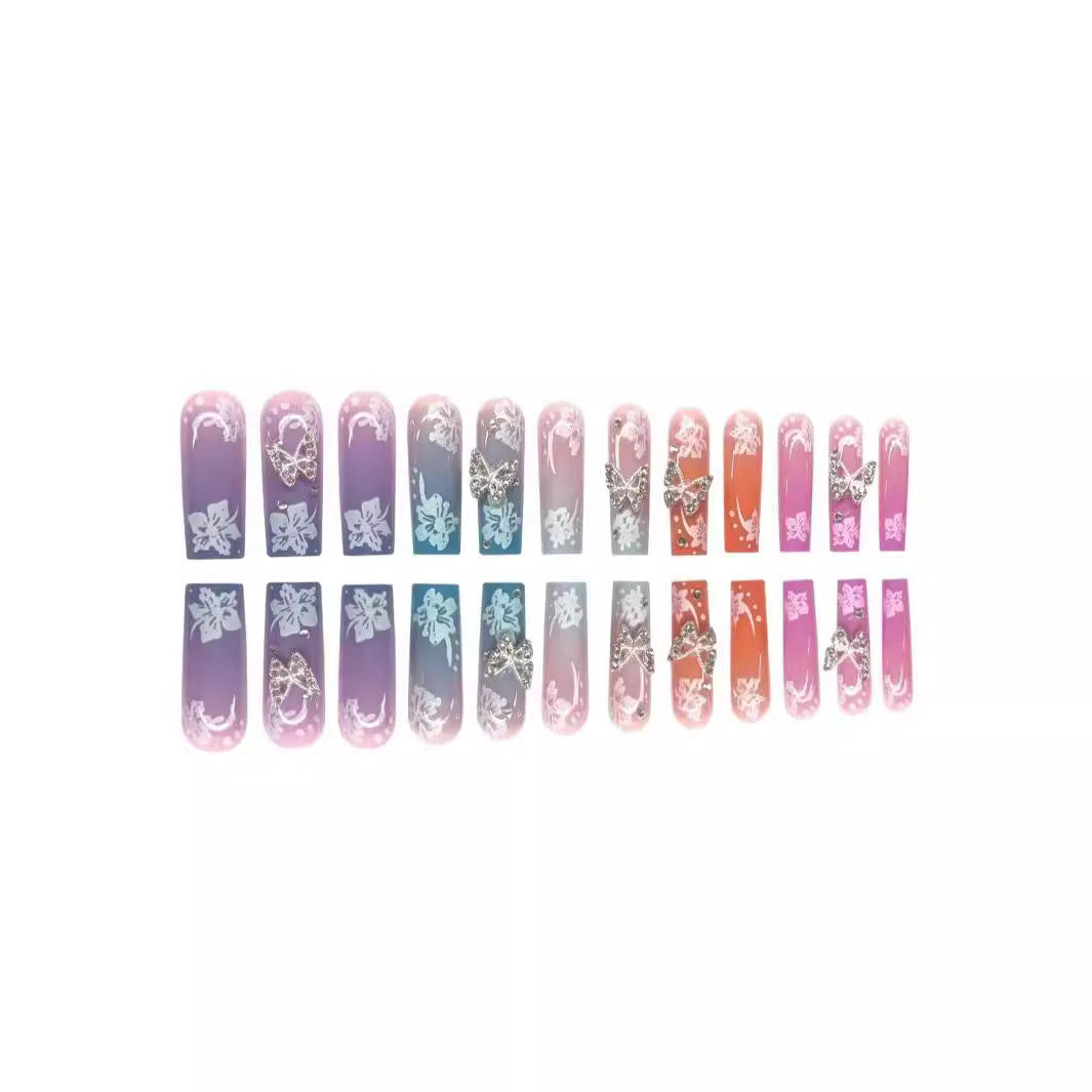 Premium Floral Acrylic Nail Extensions Bowlift