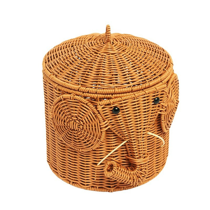 Elephant-Shaped Woven Storage Basket Bowlift