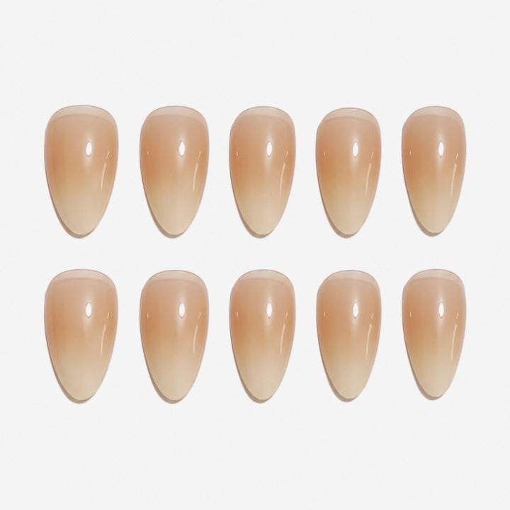 Artificial nails with elegant ombre effect and high-gloss finish Bowlift