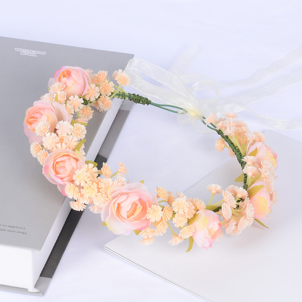Handmade Romantic Artificial Flower Crown Headband for Bridal and Festival Bowlift