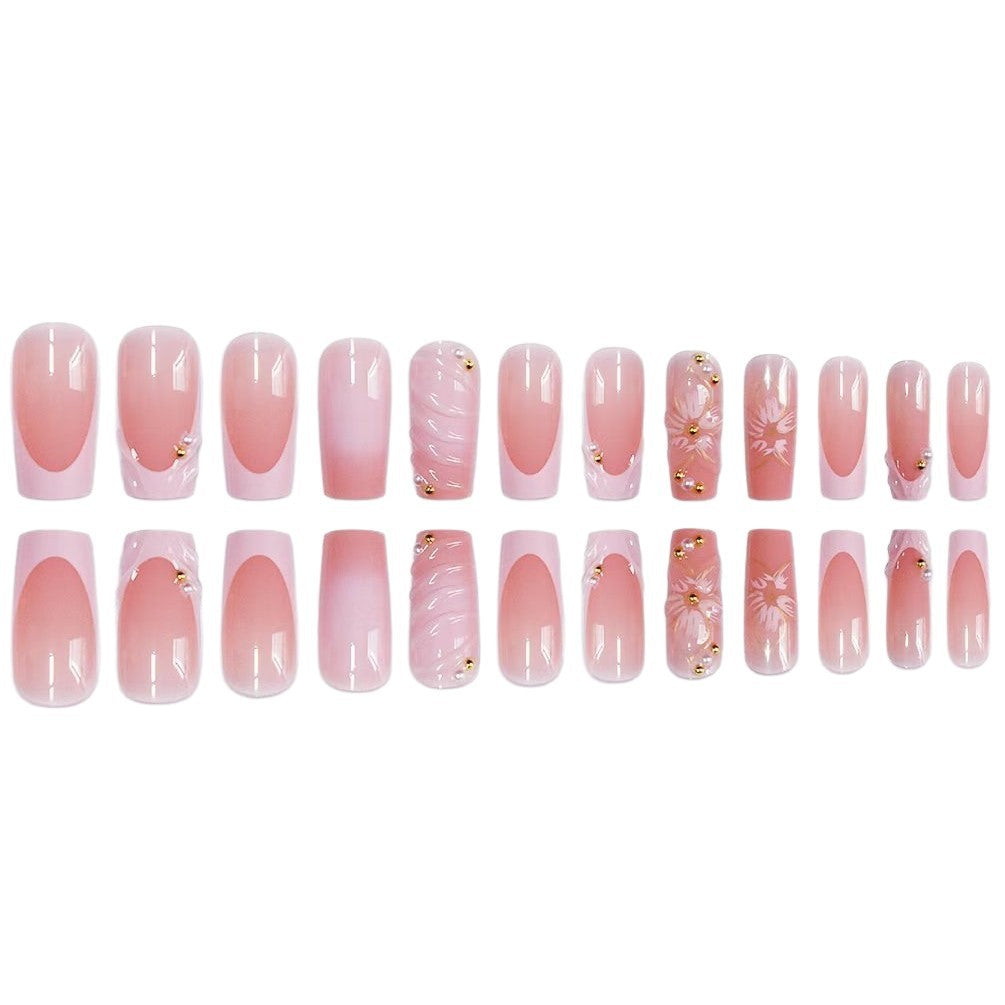 Elegant Floral Decorated Press-On Nails Bowlift
