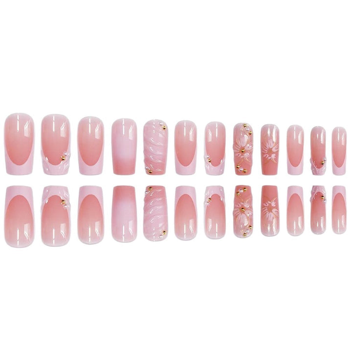 Elegant Floral Decorated Press-On Nails Bowlift