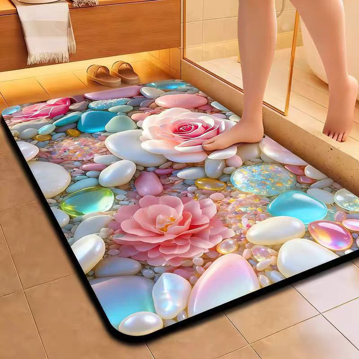 Decorative Floral Pattern Bath Mat Bowlift