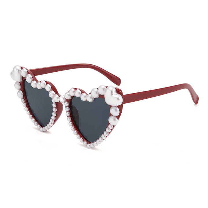 Heart-Shaped Pearl Accented Sunglasses
