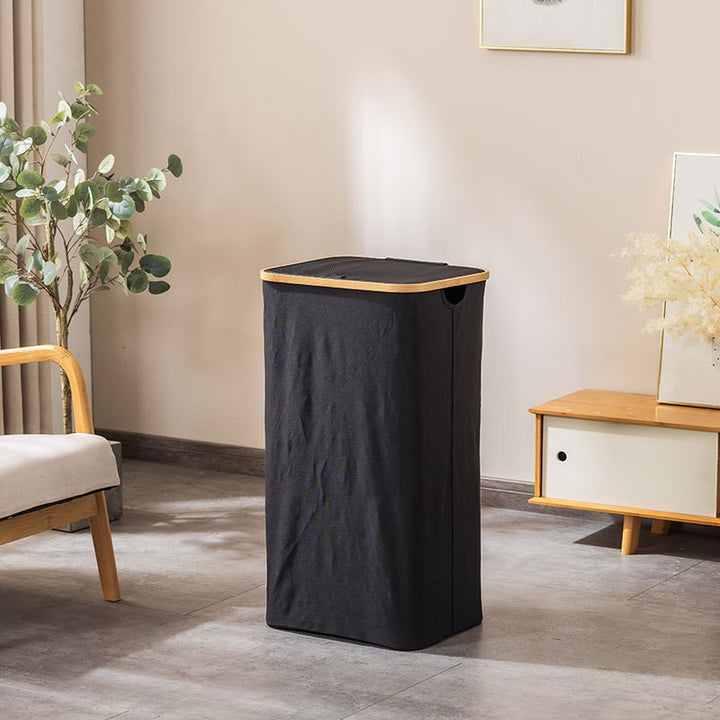 Laundry basket with removable lid and bamboo frame Bowlift