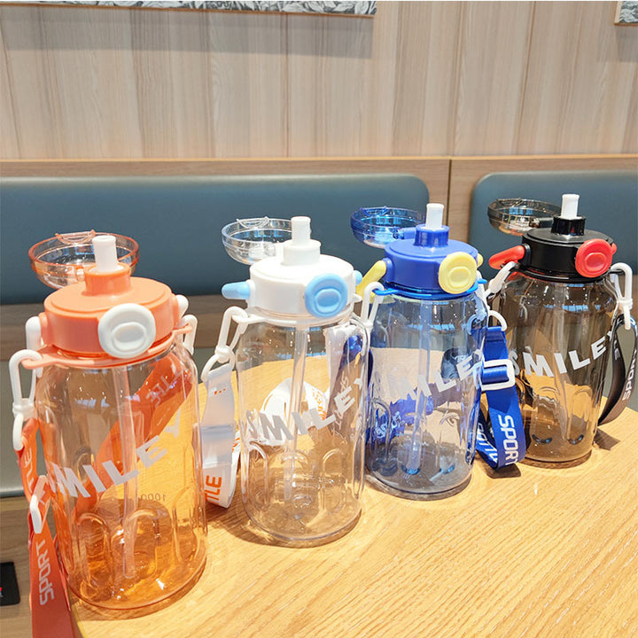 Ladies Sporty Water Bottle with Practical Carrying Strap Bowlift