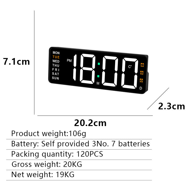 Digital wall clock with temperature and weekday display Bowlift