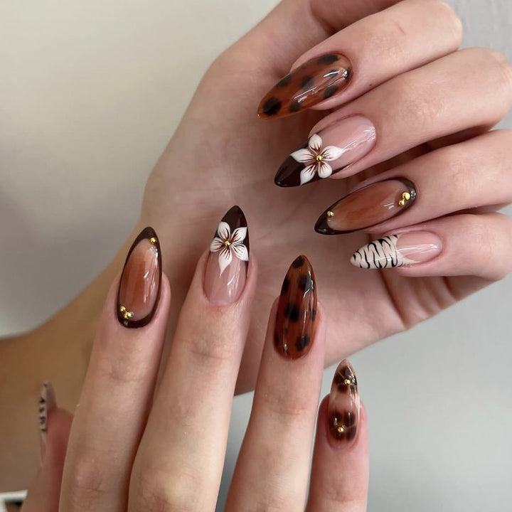 Floral Art Acrylic Nail Design Bowlift