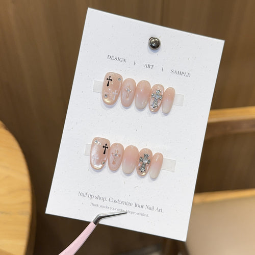Artificial nail tips with cross design Bowlift