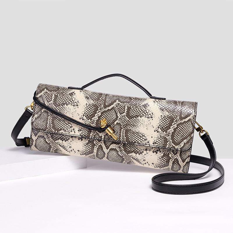 Elegant Textured Snakeskin Evening Clutch Bowlift