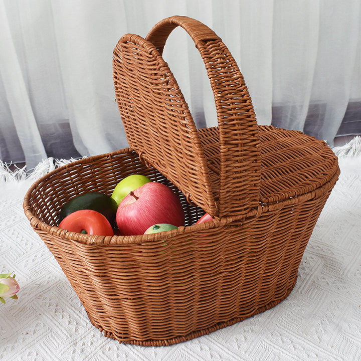 Handcrafted Woven Picnic Storage Basket Bowlift