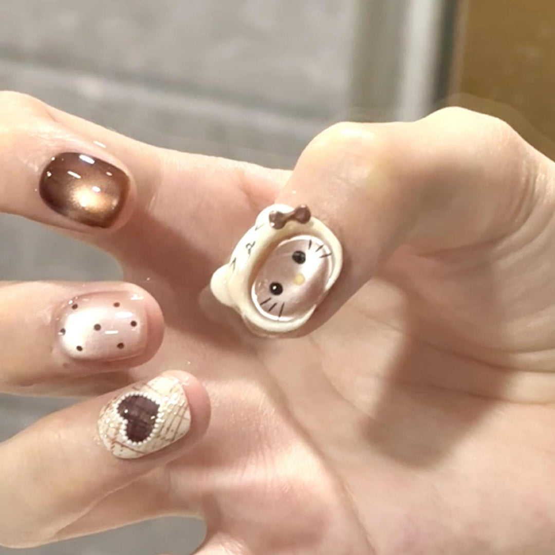 Artifical nails with Playful Animal Design Bowlift