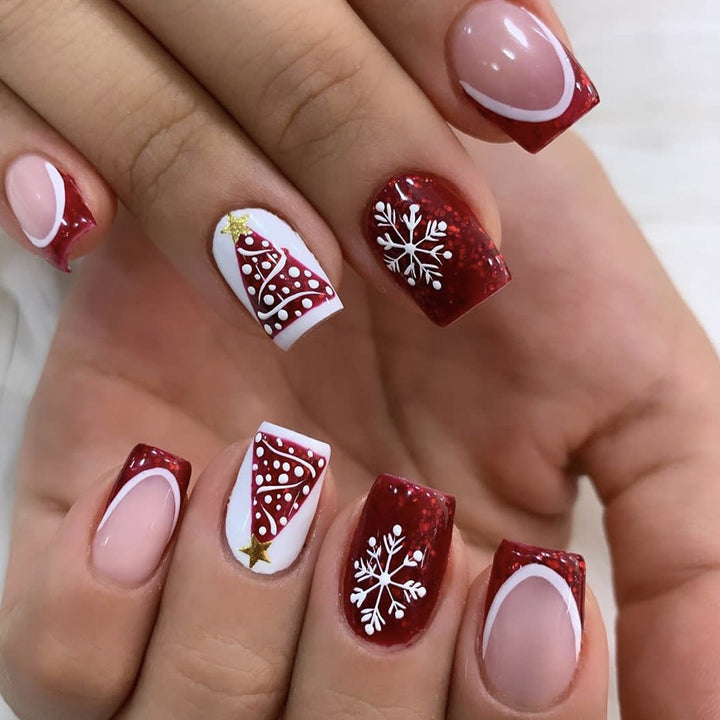 Festive Themed Acrylic Nail Art Extensions Bowlift