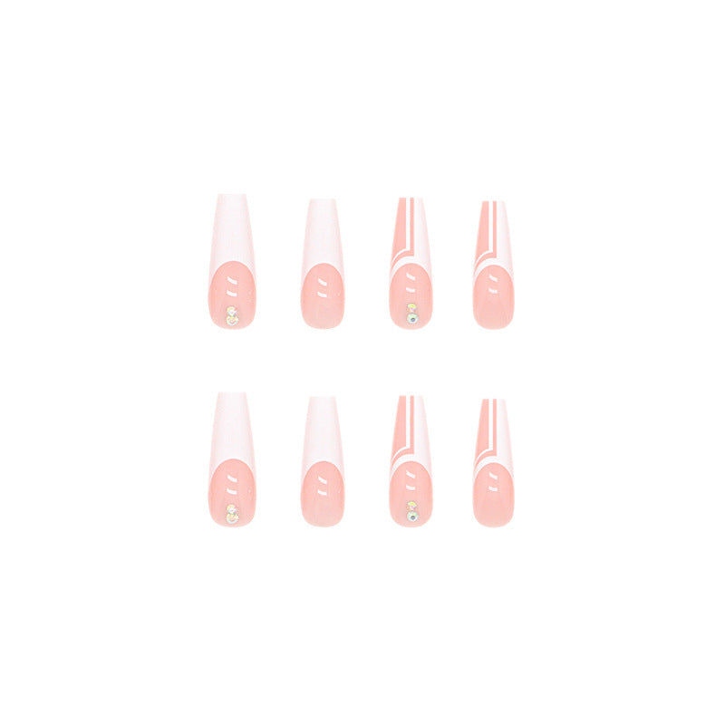 Artificial nails with elegant geometric designs and glossy finish Bowlift