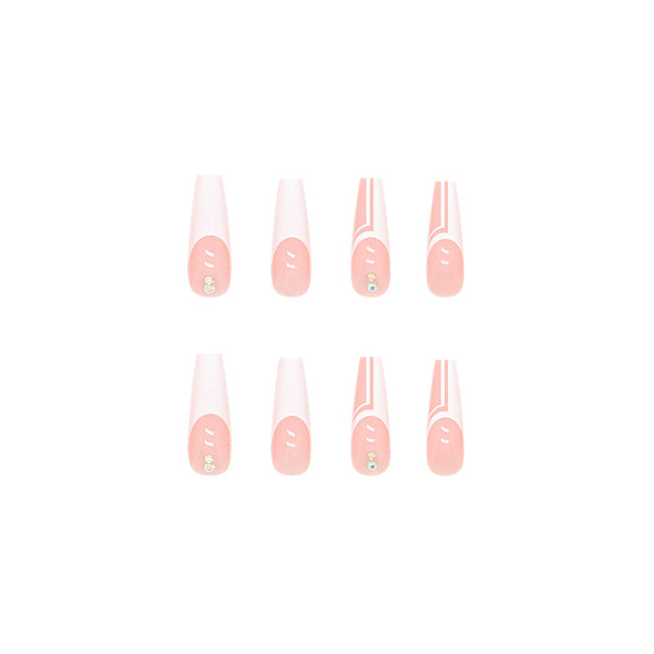 Artificial nails with elegant geometric designs and glossy finish Bowlift