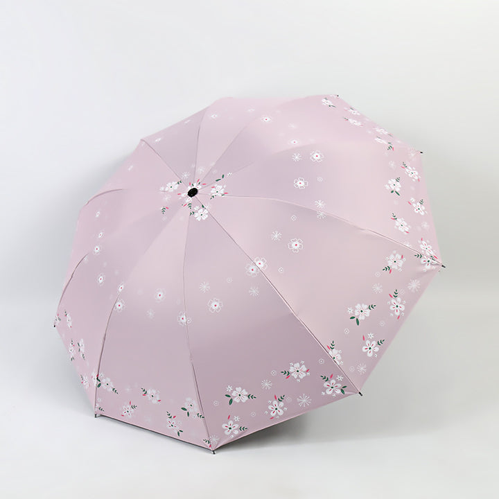 Women's Stylish Folding Umbrella with Floral Patterns Bowlift