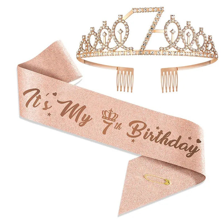 Women Glittering Tiaras with Festive Birthday Banner Bowlift
