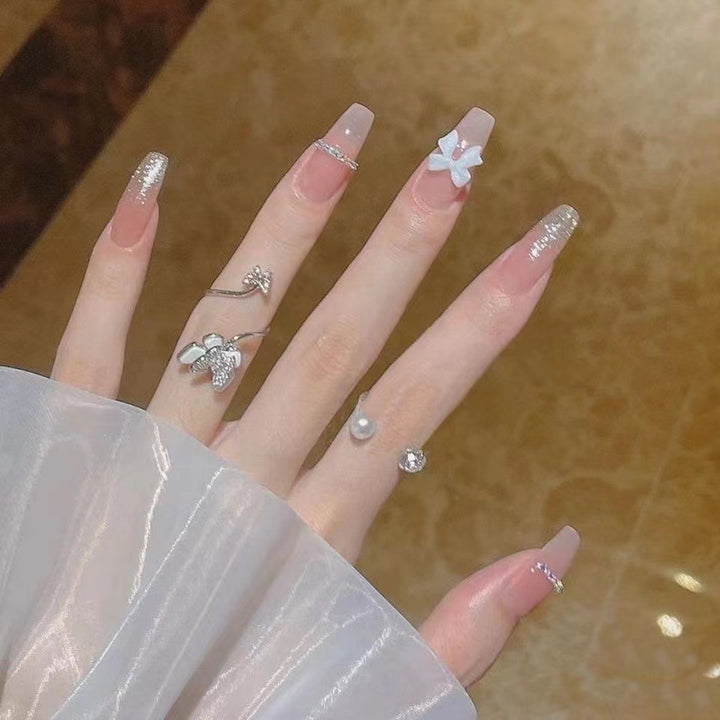 Stylish heart and ombre design artificial nails Bowlift