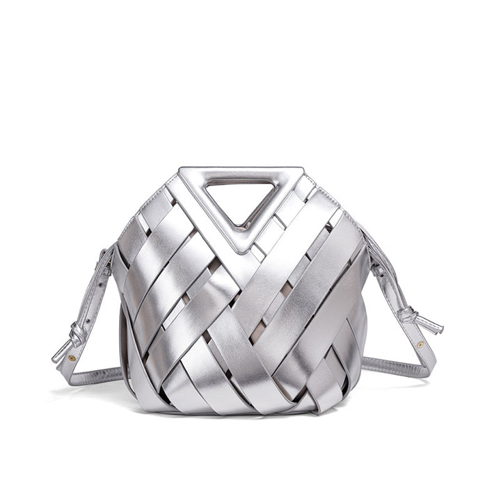 Handcrafted Woven Leather Shoulder Bag Bowlift